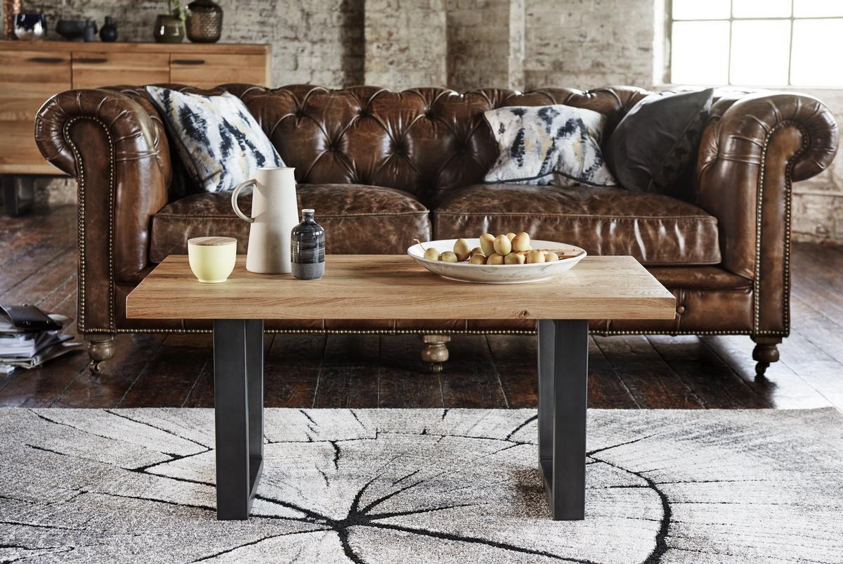 Modern wood and metal coffee table set